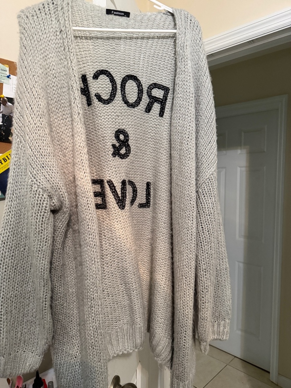 Light Gray Open Knit Cardigan Sweater - Men